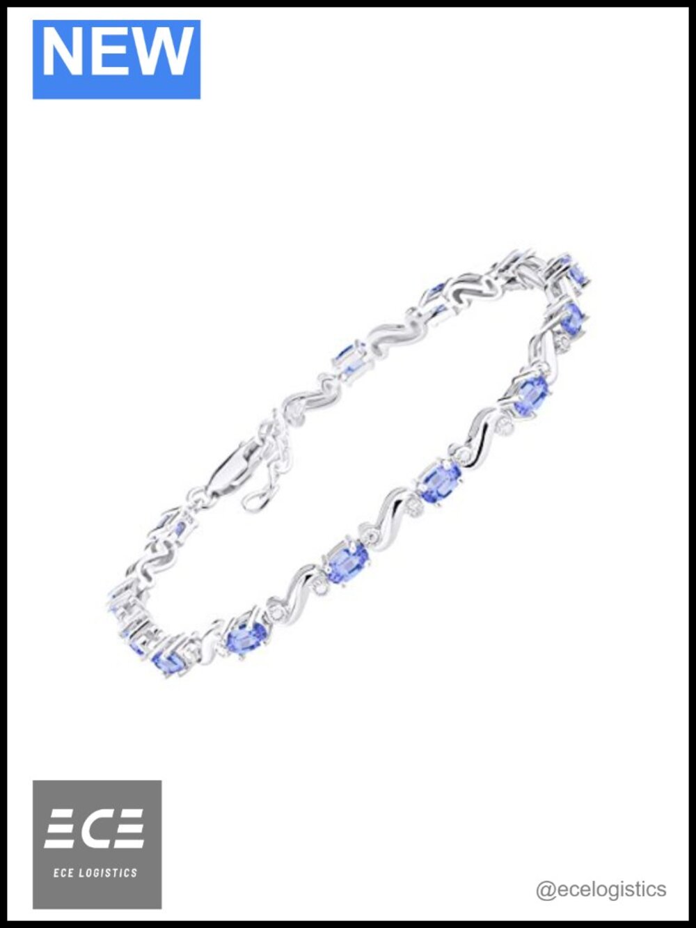 925 Sterling Silver Tennis Bracelet with Diamonds Gemstone Adjustable 7-8 Inch